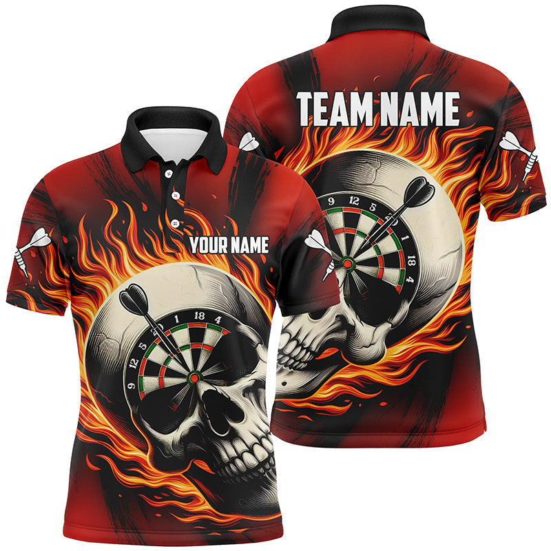 Flaming Dart Skull Men Quarter-Zip Custom Darts For Team Dart |Red
