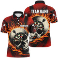 Flaming Dart Skull Men Quarter-Zip Custom Darts For Team Dart |Red