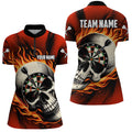 Flaming Dart Skull Men Quarter-Zip Custom Darts For Team Dart |Red
