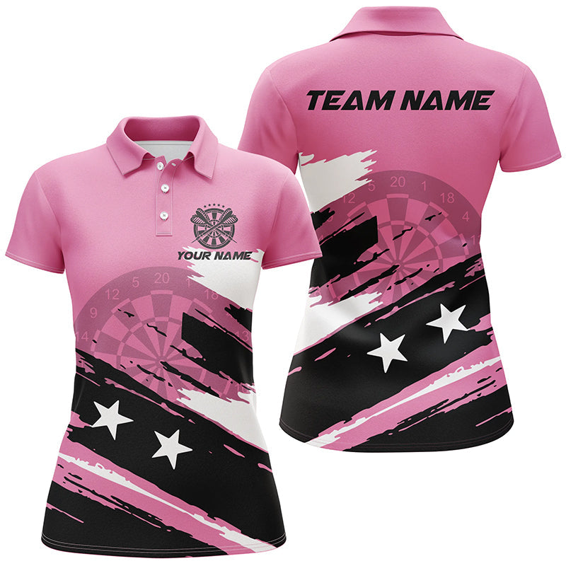 Personalized Pink Darts Men Quarter-Zip Grunge Style, Mother's Day Darts Gift