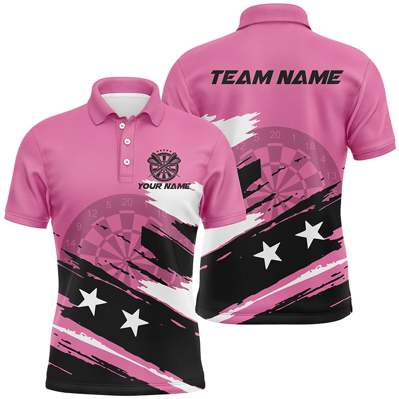 Personalized Pink Darts Men Quarter-Zip Grunge Style, Mother's Day Darts Gift
