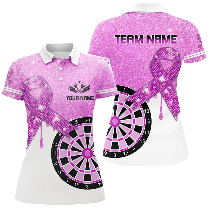 Purple Glitter Ribbon Dartboard Breast Cancer Awareness Darts Custom Darts