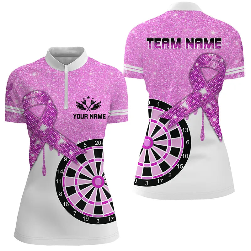 Purple Glitter Ribbon Dartboard Breast Cancer Awareness Darts Custom Darts