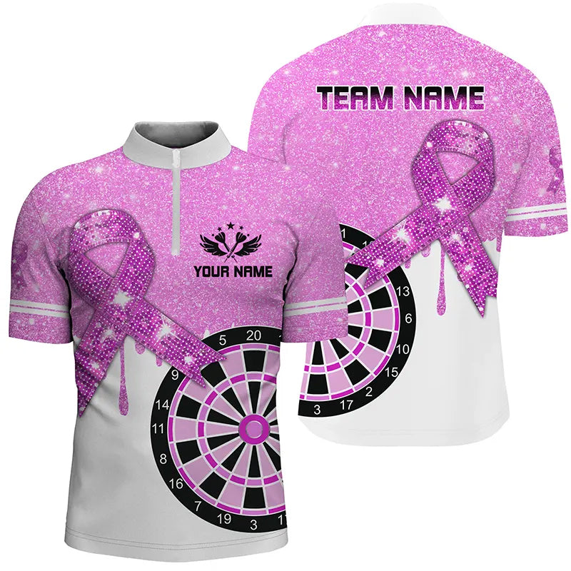 Purple Glitter Ribbon Dartboard Breast Cancer Awareness Darts Custom Darts