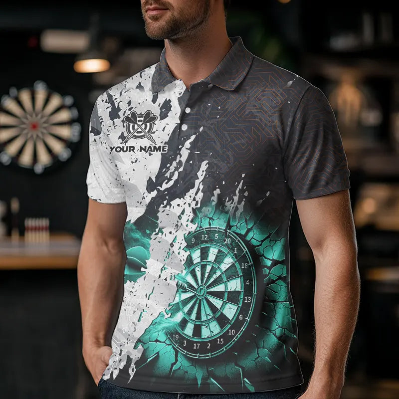 Personalized Grunge White Black Crack Wall Dart Custom Dart |Turquoise