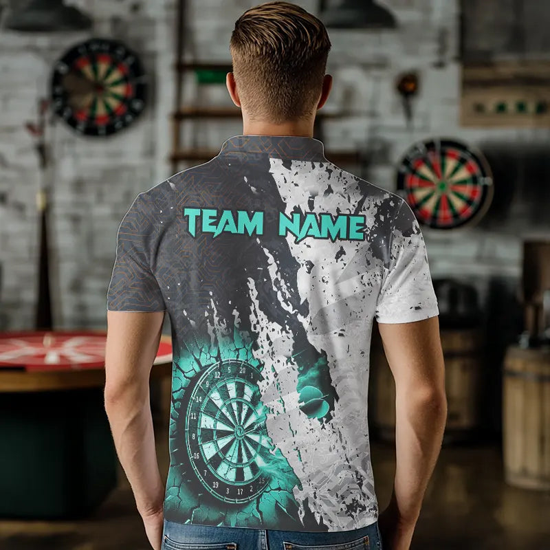 Personalized Grunge White Black Crack Wall Dart Custom Dart |Turquoise