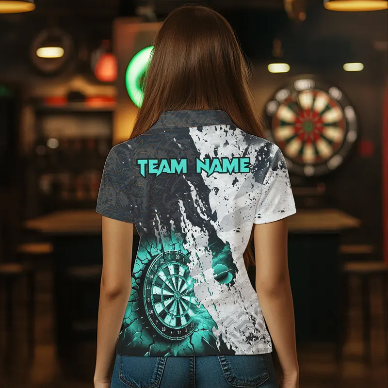 Personalized Grunge White Black Crack Wall Dart Custom Dart |Turquoise