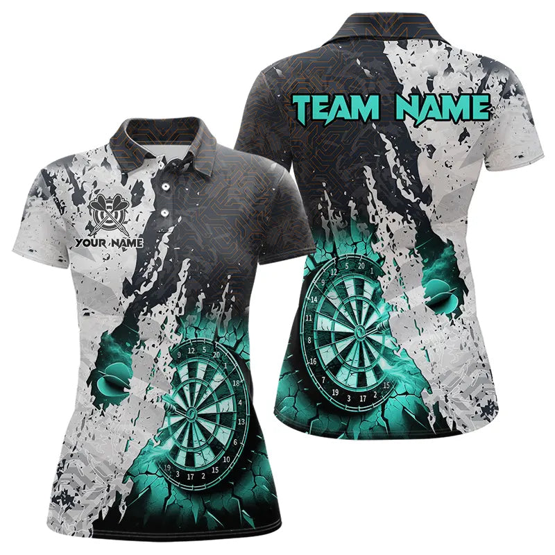 Personalized Grunge White Black Crack Wall Dart Custom Dart |Turquoise
