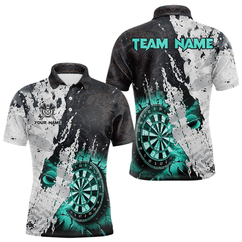Personalized Grunge White Black Crack Wall Dart Custom Dart |Turquoise