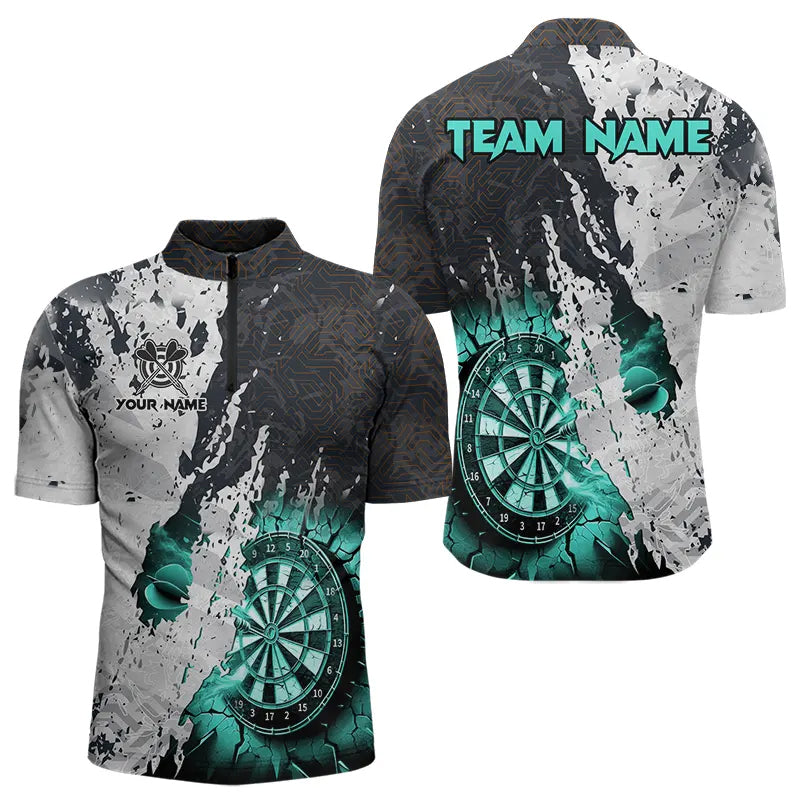 Personalized Grunge White Black Crack Wall Dart Custom Dart |Turquoise