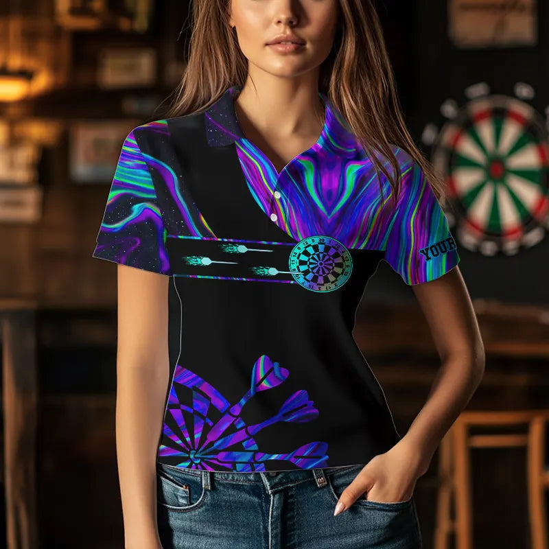 Neon Purple Blue Darts Tie Dye and Custom Dart Glowing Dart