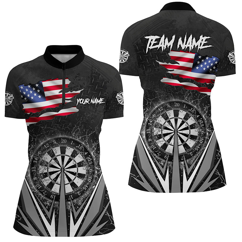 American Flag Darts and Quarter-Zip Custom Patriotic Black Darts Team