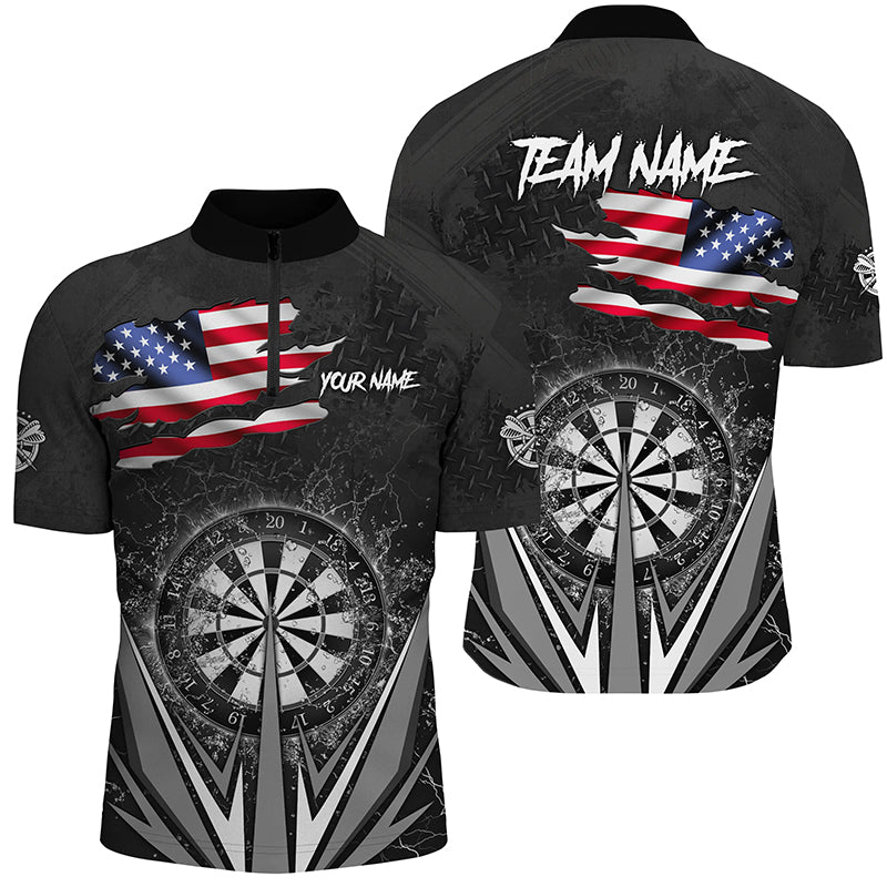 American Flag Darts and Quarter-Zip Custom Patriotic Black Darts Team