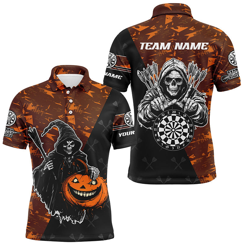 Personalized Orange Abstract Death Skeleton Halloween Darts, Scary Darts