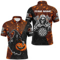 Personalized Orange Abstract Death Skeleton Halloween Darts, Scary Darts
