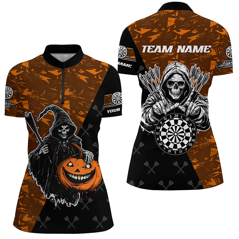 Personalized Orange Abstract Death Skeleton Halloween Darts, Scary Darts
