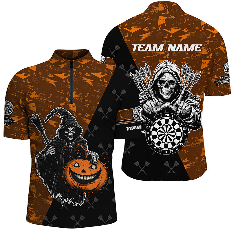 Personalized Orange Abstract Death Skeleton Halloween Darts, Scary Darts