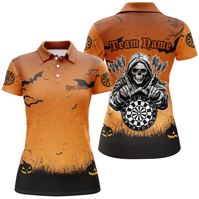 Orange Halloween Spook Night Custom Men Dart, Scary Death Skeleton Halloween Darts Gift