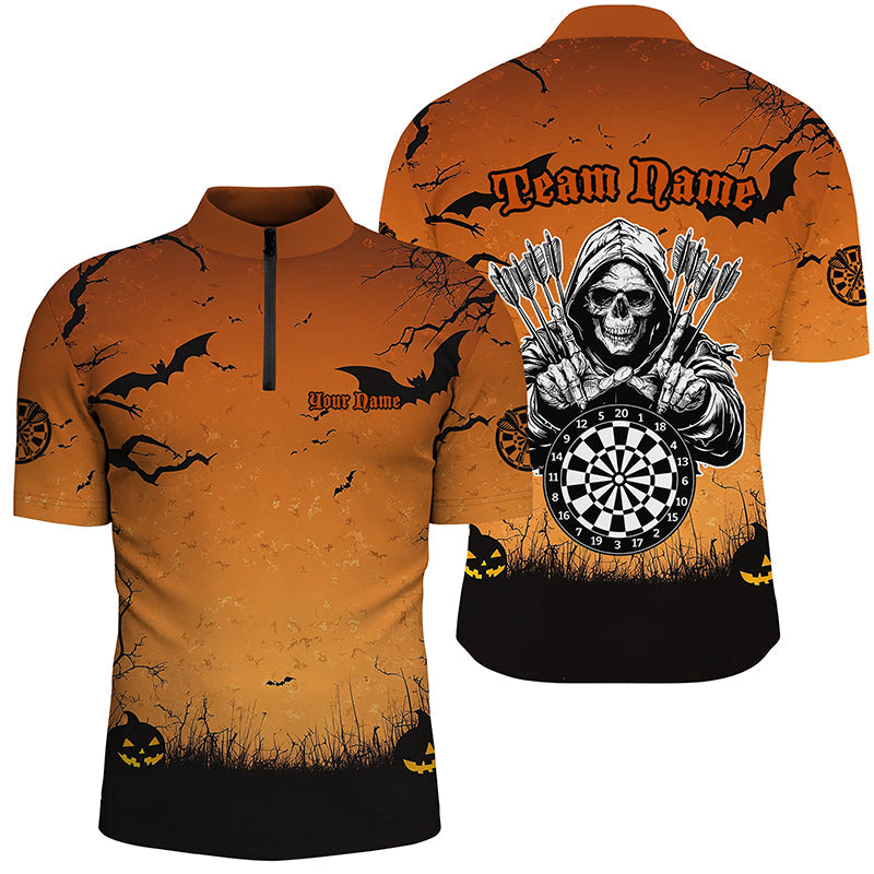 Orange Halloween Spook Night Custom Men Dart, Scary Death Skeleton Halloween Darts Gift