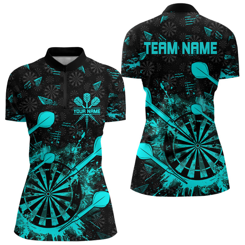 Black And Turquoise Grunge Darts, Custom Dart For Team Dart
