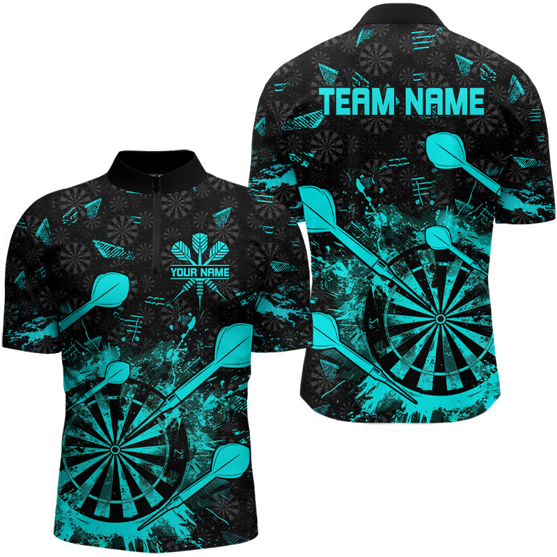 Black And Turquoise Grunge Darts, Custom Dart For Team Dart