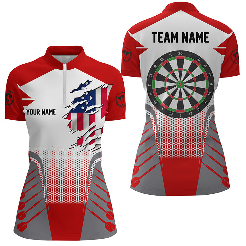 US Flag Men Darts Quarter-Zip Custom Patriotic Darts For Team Darts