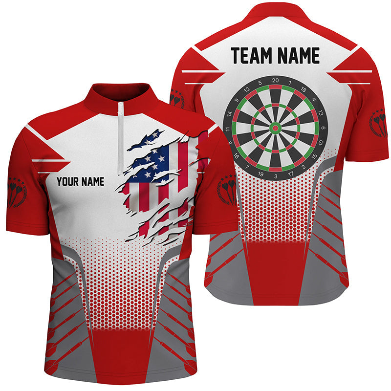 US Flag Men Darts Quarter-Zip Custom Patriotic Darts For Team Darts