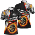 Personalized Darts Flame Grey Smoke Men Quarter-Zip Custom Dart League
