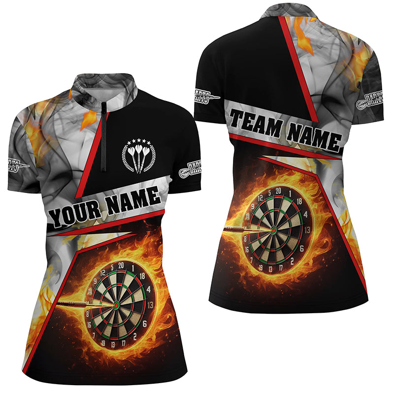 Personalized Darts Flame Grey Smoke Men Quarter-Zip Custom Dart League