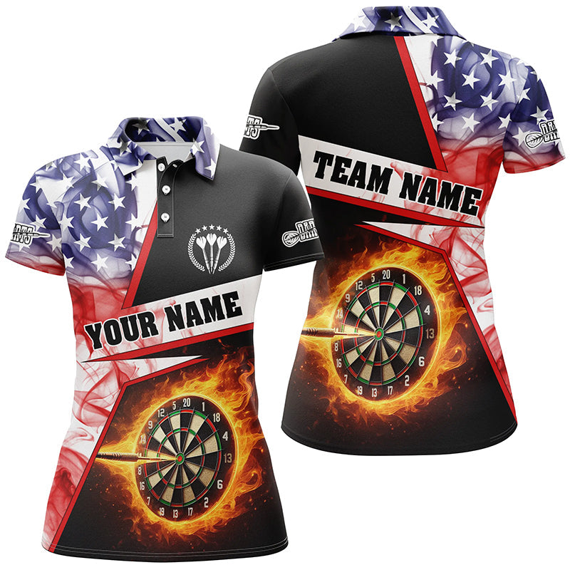 Personalized Darts Flame US Flag Smoke Men Quarter-Zip, Dart League