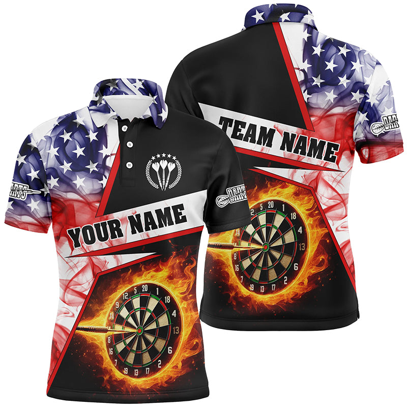 Personalized Darts Flame US Flag Smoke Men Quarter-Zip, Dart League