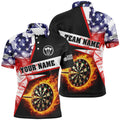 Personalized Darts Flame US Flag Smoke Men Quarter-Zip, Dart League