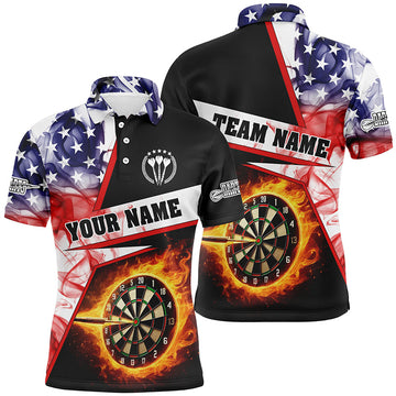 Personalized Darts Flame US Flag Smoke Men Quarter-Zip, Dart League