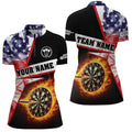Personalized Darts Flame US Flag Smoke Men Quarter-Zip, Dart League