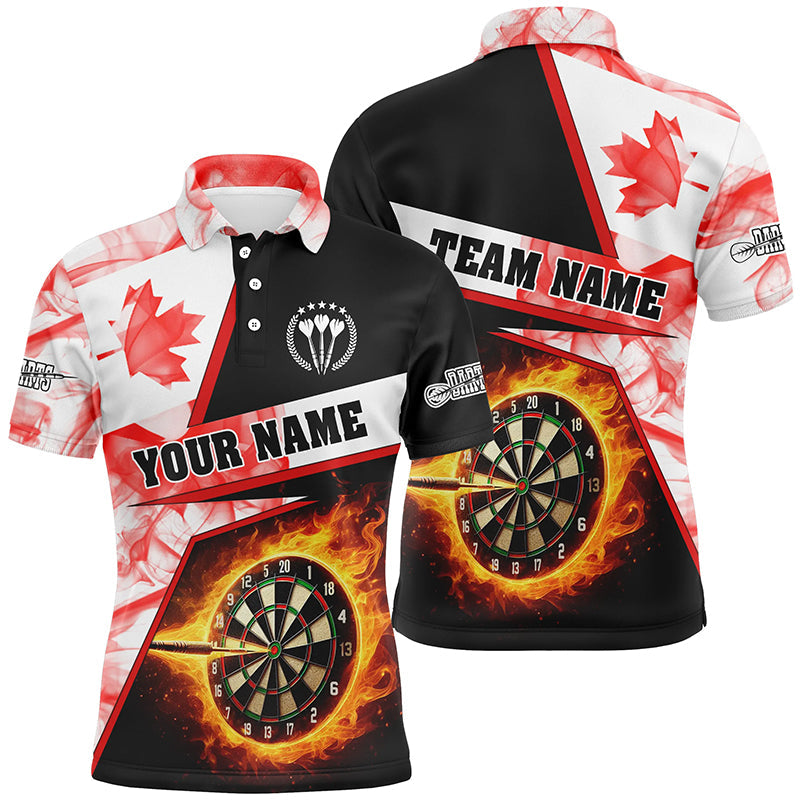 Personalized Darts Flame Canada Flag Smoke Men Quarter-Zip, Dart League