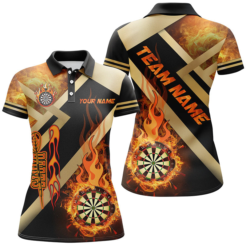 Personalized Gold And Black Dartboard Fire Flame Custom Darts, Darts Team