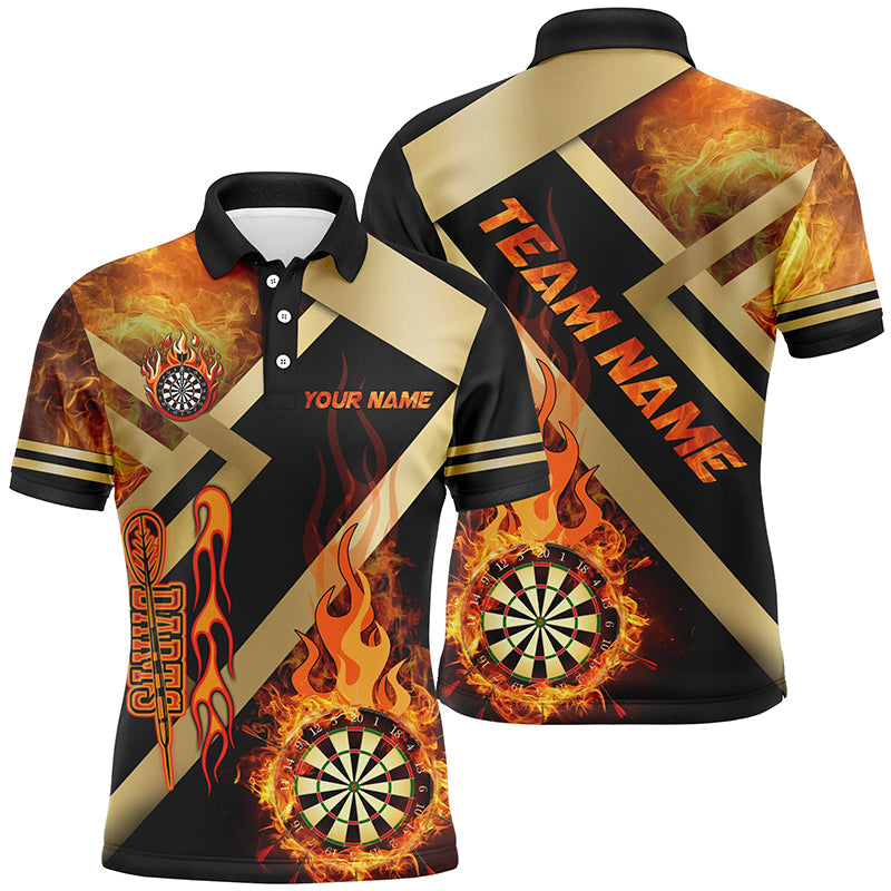Personalized Gold And Black Dartboard Fire Flame Custom Darts, Darts Team