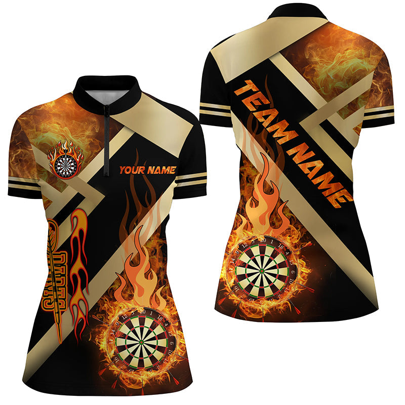 Personalized Gold And Black Dartboard Fire Flame Custom Darts, Darts Team