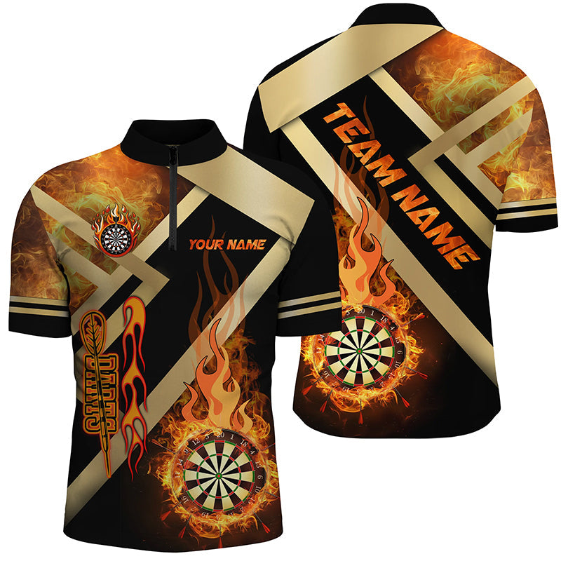 Personalized Gold And Black Dartboard Fire Flame Custom Darts, Darts Team