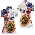 US Flag Smoke Custom Fire Flame Darts and Quarter-Zip Patriotic Darts League |White