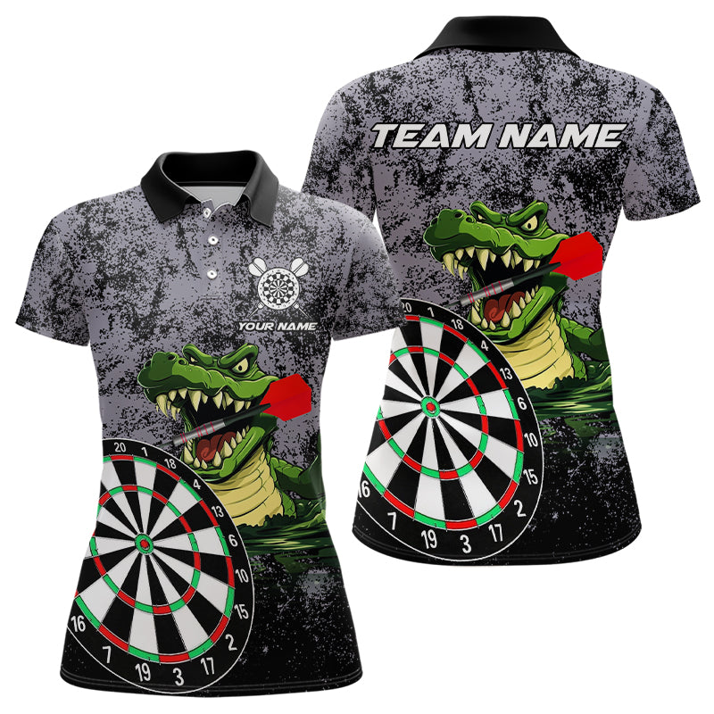 Personalized Green Funny Crocodilian Grunge Darts, Darts Team, Darts Gifts