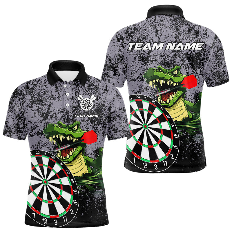 Personalized Green Funny Crocodilian Grunge Darts, Darts Team, Darts Gifts