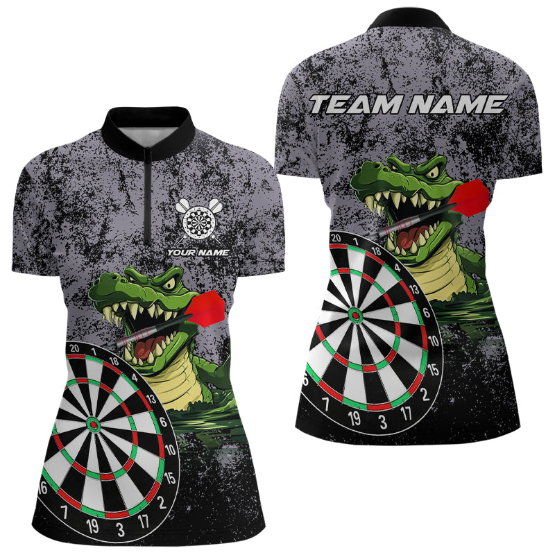 Personalized Green Funny Crocodilian Grunge Darts, Darts Team, Darts Gifts