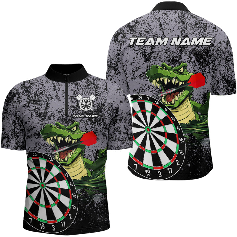 Personalized Green Funny Crocodilian Grunge Darts, Darts Team, Darts Gifts