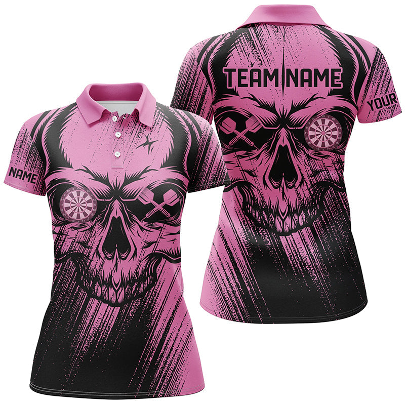 Personalized Pink Grunge Skull Darts and Quarter-Zip Custom Cool Darts Team