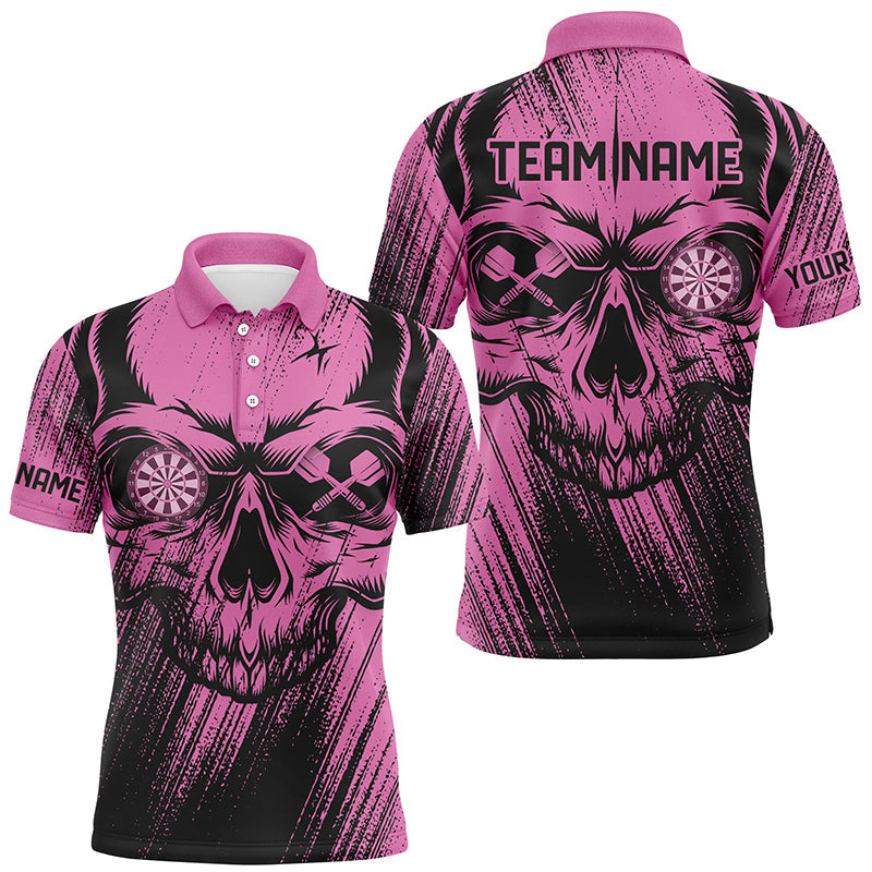 Personalized Pink Grunge Skull Darts and Quarter-Zip Custom Cool Darts Team