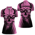 Personalized Pink Grunge Skull Darts and Quarter-Zip Custom Cool Darts Team