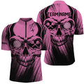 Personalized Pink Grunge Skull Darts and Quarter-Zip Custom Cool Darts Team