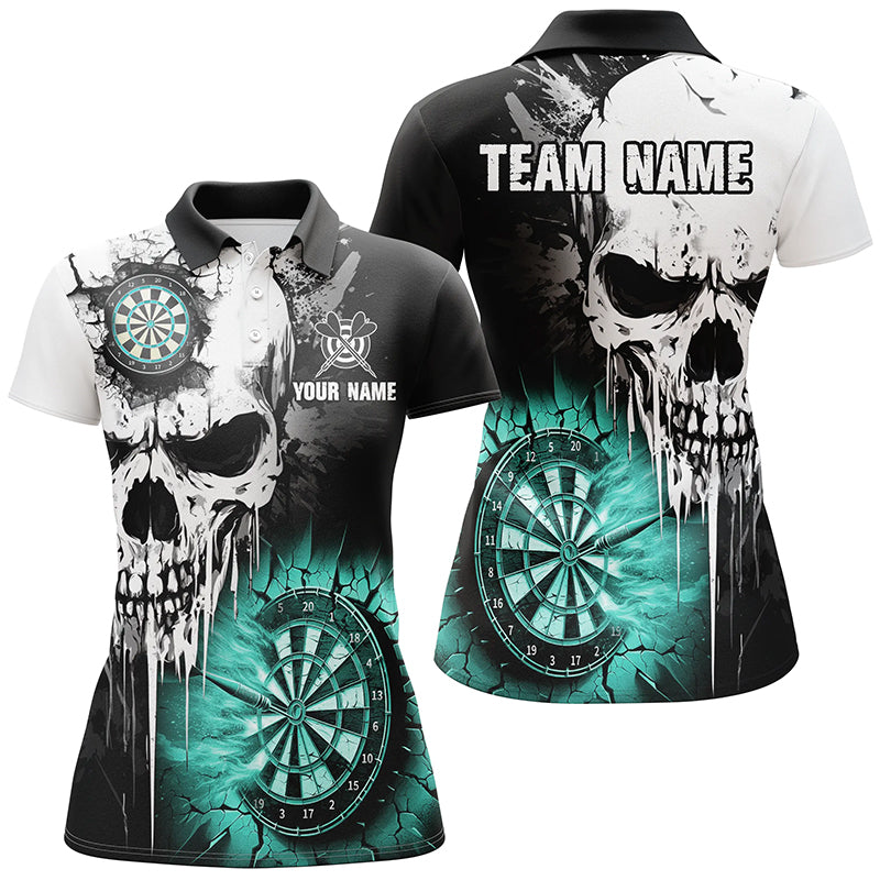 Personalized Grunge Skull Crack Wall Men Dart Custom Darts League Team |Turquoise