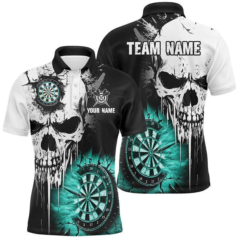 Personalized Grunge Skull Crack Wall Men Dart Custom Darts League Team |Turquoise